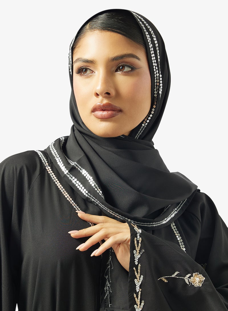 Khizana Embroidered Abaya With Sheila - Image 4